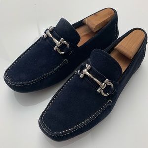 Men’s ferragamo blue suede drivers
